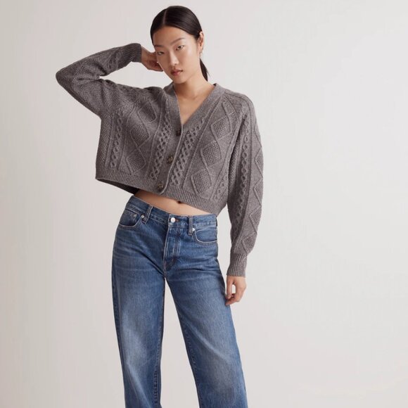 Cable-Knit Cropped Cardigan - Picture 3 of 7